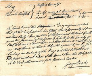 Revolutionary War Colonel George Woods Pennsylvania Riflemen Sgd Court Document