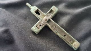 Very Rare Post Medieval Bronze/wood Crucifix.  A Must.  L128s