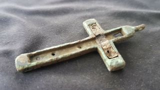Very rare Post Medieval bronze/wood Crucifix.  A must.  L128s 2