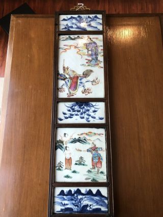 Stunning Antique Chinese Daoguang Famille Rose Polychrome Porcelain Plaque Panel