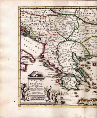 GREECE TURKEY 1735 VAN DER AA COVENS & MORTIER COLORED COPPER ENGRAVED MAP 2