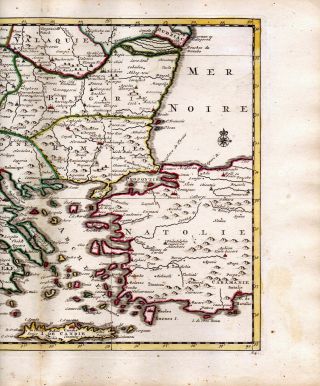 GREECE TURKEY 1735 VAN DER AA COVENS & MORTIER COLORED COPPER ENGRAVED MAP 3