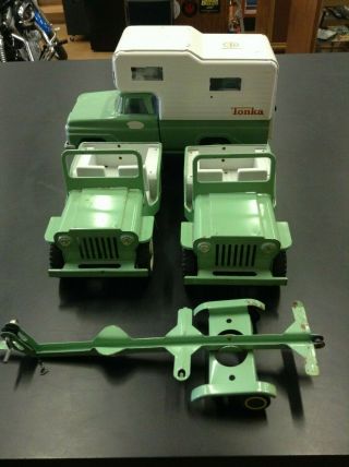 Vintage Tonka Truck Toy Set 1960s - 1970s Jeep Camper And Trailer
