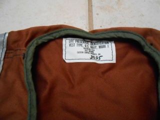 VINTAGE SIZE MEDIUM US NAVY LIFE PRESERVER IDENTIFICATION VEST TYPE MARK - 1 RARE 3