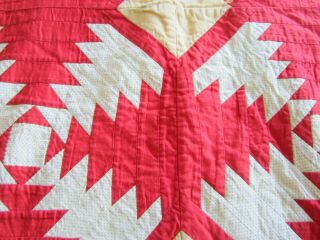 Antique Vintage Patchwork Quilt Red & White Pineapple Pattern Hand Stitched 10