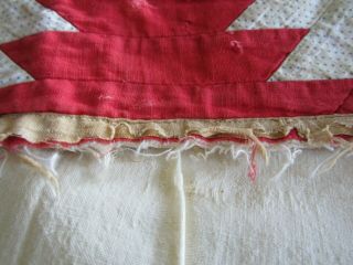 Antique Vintage Patchwork Quilt Red & White Pineapple Pattern Hand Stitched 5
