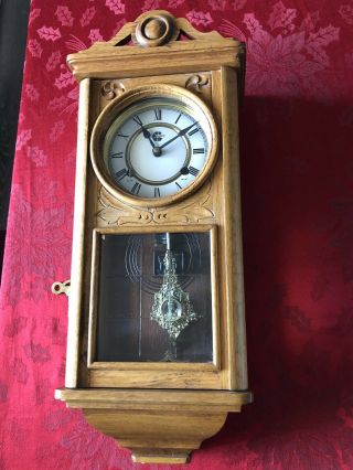 Westminster Chime Wall Clock With Ornate Pendulum & Key