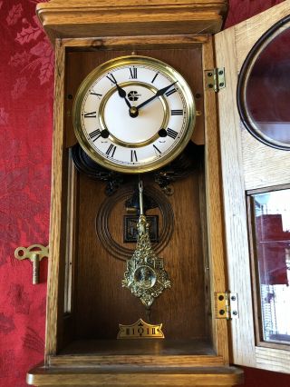 Westminster Chime Wall Clock with Ornate Pendulum & Key 5