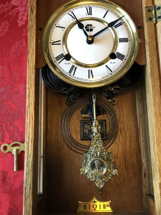 Westminster Chime Wall Clock with Ornate Pendulum & Key 6