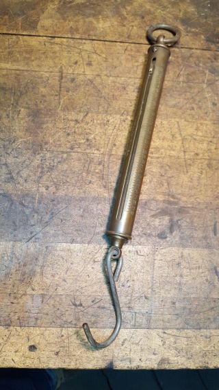 Antique Chatillon Tubular Brass Scale N.  Y.  Inst - T 30 Pounds Hanging Produce