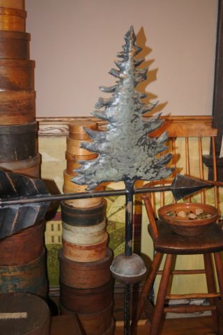 Artist Handmade Signed Weather Vane Pine Tree With Display Stand