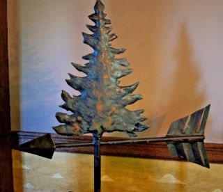 Artist Handmade Signed Weather Vane Pine Tree with Display Stand 2
