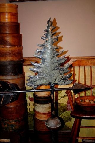 Artist Handmade Signed Weather Vane Pine Tree with Display Stand 3