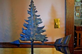 Artist Handmade Signed Weather Vane Pine Tree with Display Stand 7