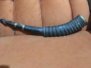African Antique Ceremonial Musical Instrument Trumpet Antelope And Bovine Horn