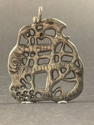 Very Rare Ancient Viking Norse Silver Dragon Nidhogg Amulet Circa 900 - 1000 Ad