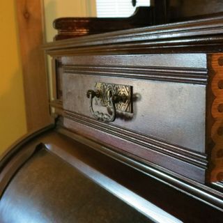 Antique Victorian Walnut Cylinder Roll Top Desk 5
