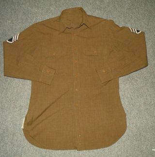 Vtg Military Us Army Officer Shirt Button Down Sargent Wool Wwii Dated 1940 Sz L