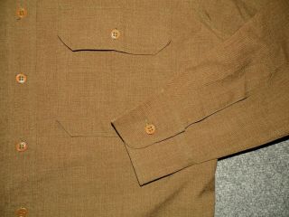 VTG Military US Army Officer Shirt Button Down Sargent Wool WWII Dated 1940 sz L 2