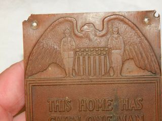ANTIQUE WW1 PLAQUE FOR SOLDIERS NOT COMING HOME AFTER THE WAR - KILLED IN THE WAR 3