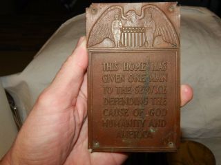 ANTIQUE WW1 PLAQUE FOR SOLDIERS NOT COMING HOME AFTER THE WAR - KILLED IN THE WAR 4