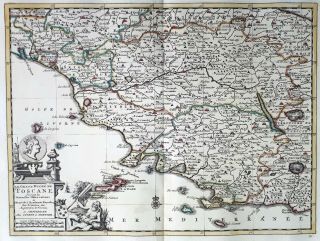 Italy Toscane 1735 Vander Aa Covens & Mortier Colored Copper Engraved Map