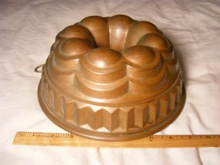 Unusual Shape Vintage Wagner Tin Lined Copper Cake Pan Mold Or Bundt Pan