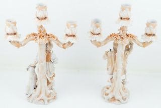 Late 19C Dresden Triebner ENS & Eckert Figural Hunting Dog Porcelain Candelabras 10