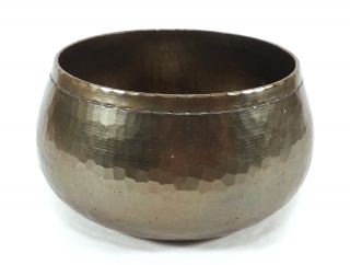 Antique Roycroft Arts & Crafts Hammered Planished Copper Bowl Vase Brass Plated