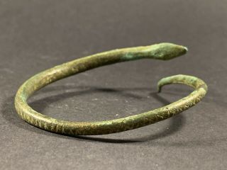 SCARCE ANCIENT ROMAN BRONZE SNAKE SERPENT BRACELET HIGH DETAIL CIRCA 200 - 300AD 10