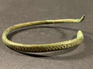 SCARCE ANCIENT ROMAN BRONZE SNAKE SERPENT BRACELET HIGH DETAIL CIRCA 200 - 300AD 11