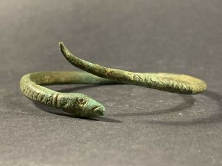 Scarce Ancient Roman Bronze Snake Serpent Bracelet High Detail Circa 200 - 300ad