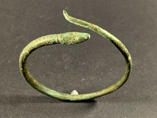 SCARCE ANCIENT ROMAN BRONZE SNAKE SERPENT BRACELET HIGH DETAIL CIRCA 200 - 300AD 4