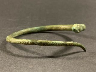 SCARCE ANCIENT ROMAN BRONZE SNAKE SERPENT BRACELET HIGH DETAIL CIRCA 200 - 300AD 7