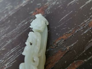 From Old Estate Chinese 8cm White Jade Carved Dragon and Son Buckle Asian China 10