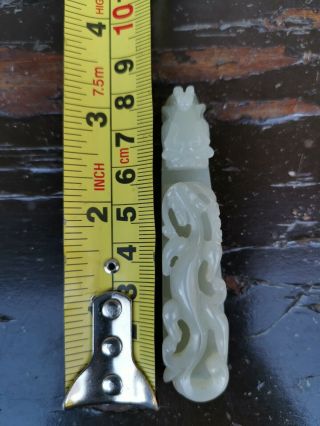 From Old Estate Chinese 8cm White Jade Carved Dragon and Son Buckle Asian China 11