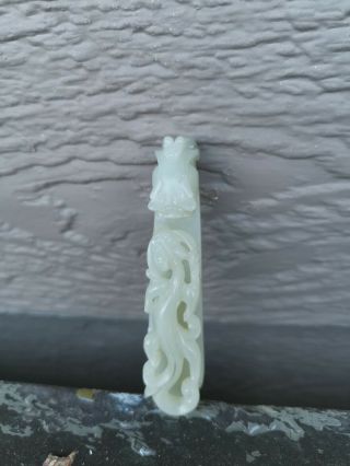 From Old Estate Chinese 8cm White Jade Carved Dragon and Son Buckle Asian China 2