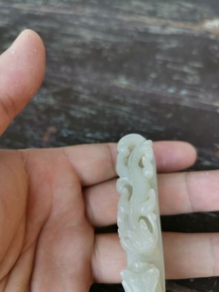 From Old Estate Chinese 8cm White Jade Carved Dragon and Son Buckle Asian China 9