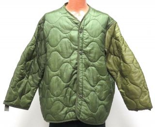 Vtg Us Army Cold Weather Thermal Liner Xl 1991 Field Coat Lining Green Quilt 90s