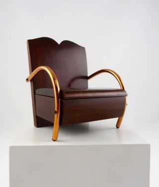 French Art Deco Secret Box Miniature Armchair Club Chair Antique 1930