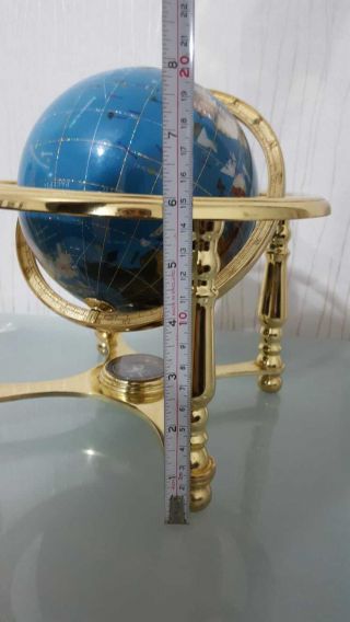 Semi Precious Stoned Globe of the World Mounted on a Brass Stand with Compass 4