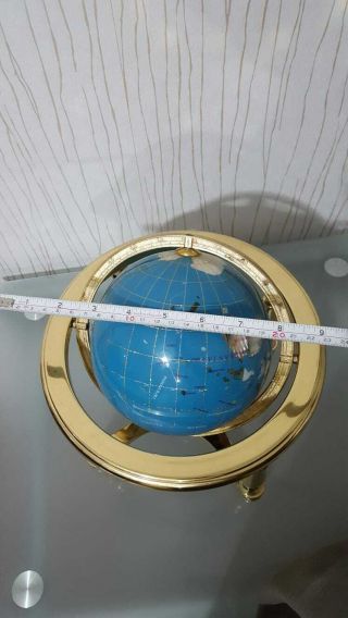 Semi Precious Stoned Globe of the World Mounted on a Brass Stand with Compass 5