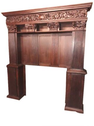 Antique French Gothic Fireplace Surround Architectural Feature,  1920 