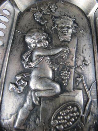 Antique Art Nouveau WMF Pewter Card Pin Tray Wall Plaque Cherub Bacchus 368B 4