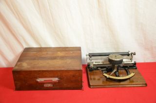 Antique 19th Century Early Typewriter In Walnut Box 1800 ' s 1539 4