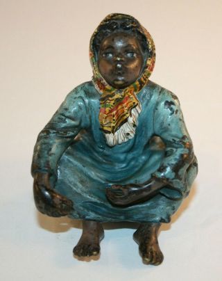 Franz Bergmann Vienna Bronze Cold Painted of Seated Girl 2897 Geschutzt 3