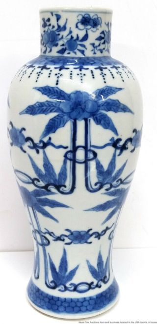 Antique Chinese Double Ring Mark Kangxi Form Blue White Porcelain Baluster Vase