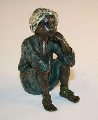 Franz Bergmann Vienna Bronze Cold Painted Of Seated Boy 2897 Geschutzt