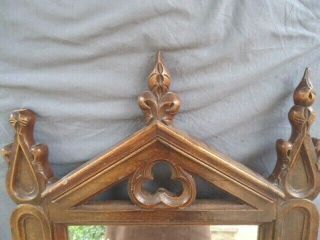 19th Century Oak Carved Gothic Mirror Frame,  With Mirror