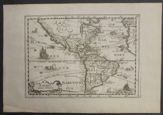 American Continent 1734 Cloppenburgh Unusual Antique Copper Engraved Map